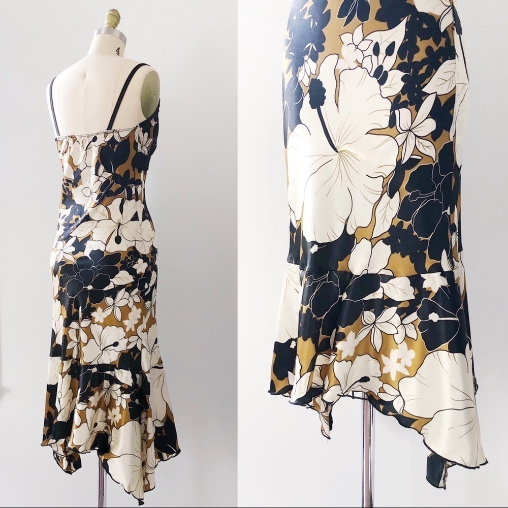 vintage • Y2K Forever 21 slip dress silky midi handkerchief hem bias floral - Picture 13 of 14